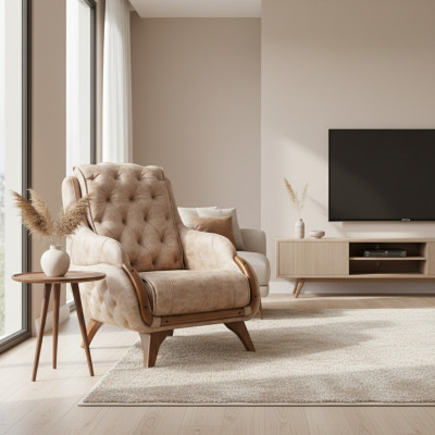 Sessel Sitz Klassisch Design Wohnzimmer Polster Einsitzer Leder Stil