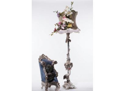 Stehleuchte Luxus Echtholz Lampe Stand Leuchten Stehlampe Leuchte Lampen Vogel