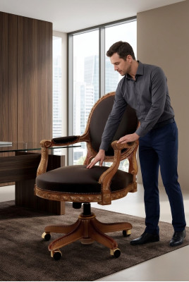 Stühle Chefsessel Büro Einrichtung Stuhl Bürostuhl Drehstuhl Sessel Barock Neu