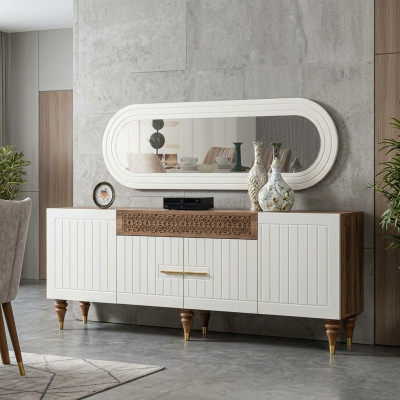 Kommode Schubladen Holz Sideboard Spiegel Massiv Kommoden Wohnzimmer
