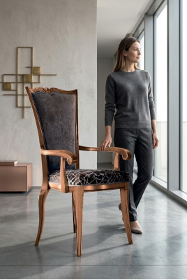 Esszimmerstuhl Art déco Armlehne Esszimmer Stühle Design Textil Luxus Lehnstuhl