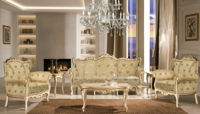 Italienische Sitzgarnitur Klassische Möbel Sitz Polster Set Sofa Couch 4tlg. Neu