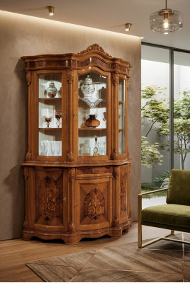 Vitrine Italienische Luxus Möbel Vitrinen Anrichte Schrank Glas Design Schränke