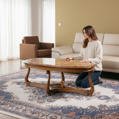 Ovaler Couchtisch Holz Tische Beistelltisch Wohnzimmer Italienische Möbel Tisch