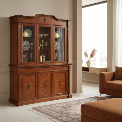 Anrichte Möbel Glasschrank Vitrine Holz Vitrinen Glas Schrank Schränke Italien