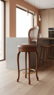 Barhocker Design Hocker Thekenhocker Bar Stuhl braun Leder Luxus Polsterung Bars