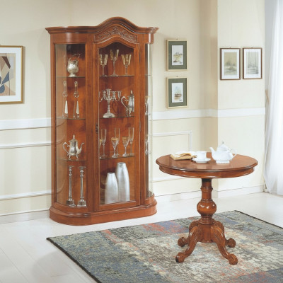 Wohnzimmer Tisch Set mit Vitrine Glasschrank Schrank Anrichte Komplett 2tlg. Neu