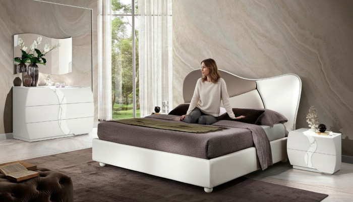 Schlafzimmer Bett Nachttisch Kommode Spiegel Luxus Garnitur Doppel Set 5tlg. Neu