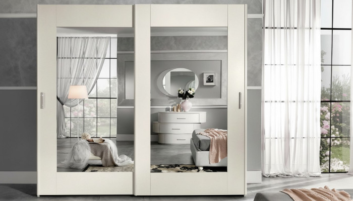Luxus Kleiderschrank mit Schwebetüren Schlafzimmer Schrank Schränke Holz Modern