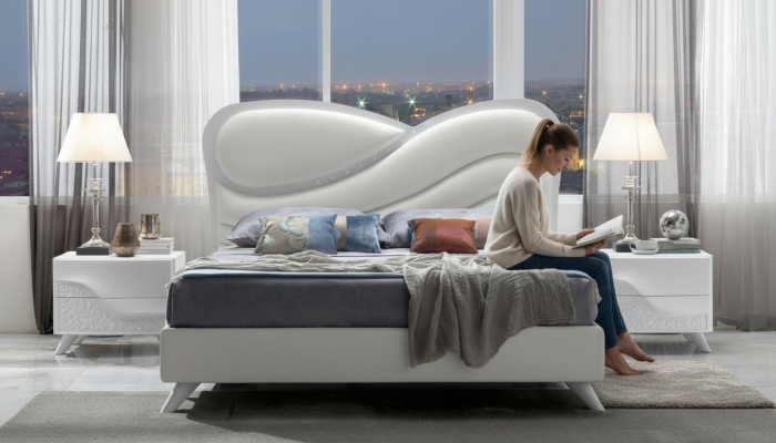 Doppelbett Bett Bettrahmen Bettgestelle Weiß Doppel Modern Luxus Italy Stil Neu