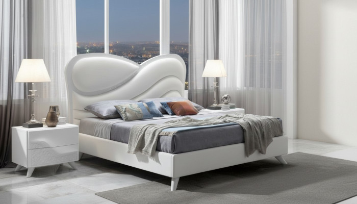 Doppelbett Bett Bettrahmen Bettgestelle Weiß Doppel Modern Luxus Italy Stil Neu