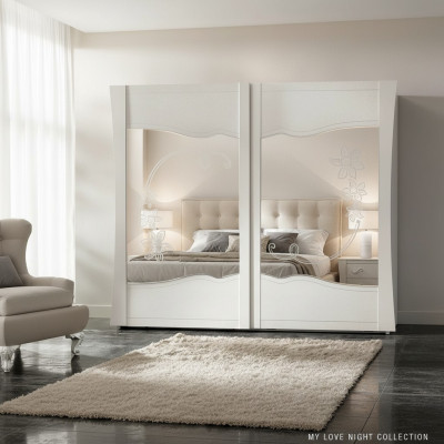 Kleiderschrank Schwebetüren Schlafzimmer Holz Schrank Schränke Holz Spiegel Neu