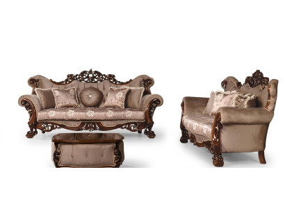 Garnitur Sofagarnitur 3+3 Sitzer Sofas Sofa Luxus Stil Stoff Wohnzimmer Barock