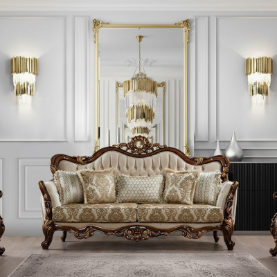 Sofa 3 Sitzer Barock Rokoko Stoff Dreisitzer Sofas Luxus Wohnzimmer Barock Stil