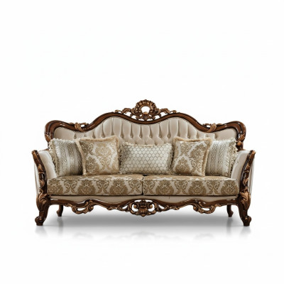 Sofa 3 Sitzer Barock Rokoko Stoff Dreisitzer Sofas Luxus Wohnzimmer Barock Stil