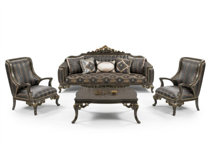 Garnitur Sofagarnitur 3+1+1 Sitzer Couchtisch Sessel Sofas Set Stoff Barock Sitz