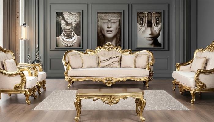 Sofa 3 Sitzer Stoff Dreisitzer Sofas Luxus Wohnzimmer Barock Stil Couch Barock Neu