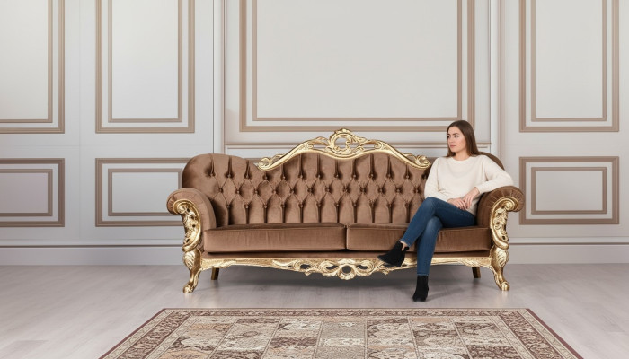 Luxus Dreisitzer Sofa 3 Sitzer Barock Rokoko Sofa Sofas Sessel Stoff Stil Möbel