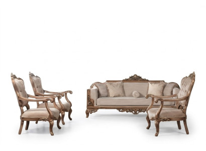 Garnitur Sofa Sessel Sofagarnitur 3+1+1 Sitzer Luxus Gruppe Barock Rokoko Möbel