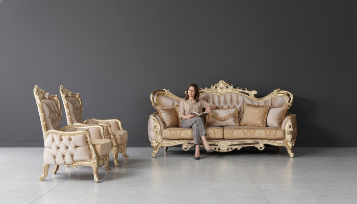 Luxus Set Garnitur Sofagarnitur 3+1+1 Sitzer Sofa Sessel Sofas Relax Wohnzimmer