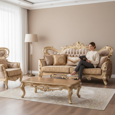 Sitz Dreisitzer Sofa 3 Sitzer Sofa Sofas Samt Stoff Stil Barock Rokoko Möbel Neu