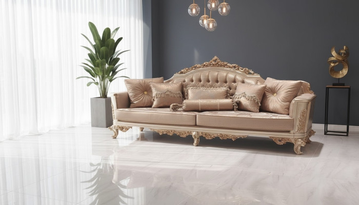 Sitz Dreisitzer Sofa 3 Sitzer Klassische Couch Sofas Stoff Stil Barock Samt Neu