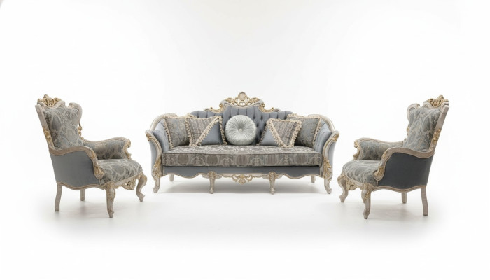 Sofagarnitur 3+1+1 Sitzer Luxus Sofa Sessel Stoff Gruppe Garnitur Wohnzimmer