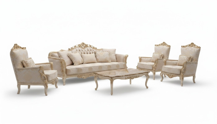 Sofa Sessel Sofas Sofagarnitur 3+1+1 Sitzer Garnitur Luxus Barock Wohnzimmer Neu