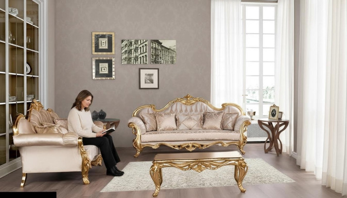 Luxus Sofagarnitur 3+3 Sitzer Couchtisch Garnitur Set Sofa Sessel Sofas 2tlg.