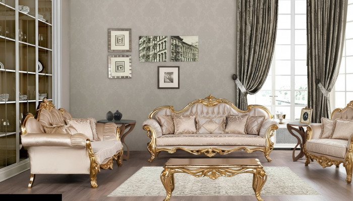 Luxus Sofagarnitur 3+3 Sitzer Couchtisch Garnitur Set Sofa Sessel Sofas 2tlg.