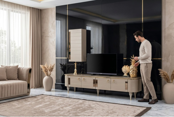Sideboard Schrank Wand Moderne tv Holz Garnitur Set Möbel Wohnwand Vitrine rtv