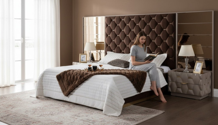 Schlafzimmer Bett Nachttisch Betten Doppel Holz Neu Luxus Set 3tlg.