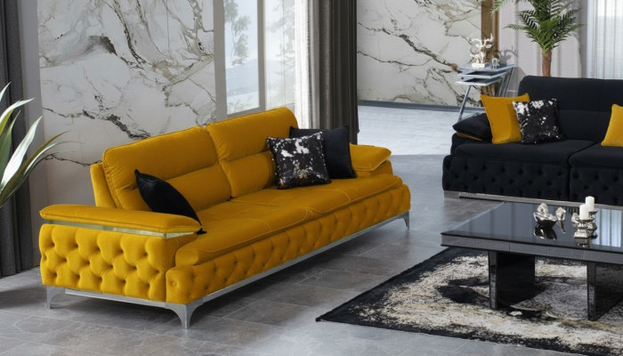 Italienischer Stil Modern Dreisitzer Sofa Wohnlandschaft Textilsofa 3 Sitzer Neu