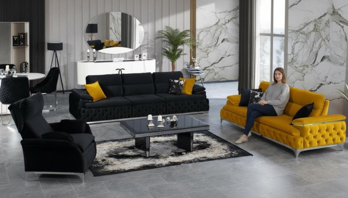 Sofagarnitur 3+3 Sitzer Set Design Sofas Polster Couchen Stoff Relax