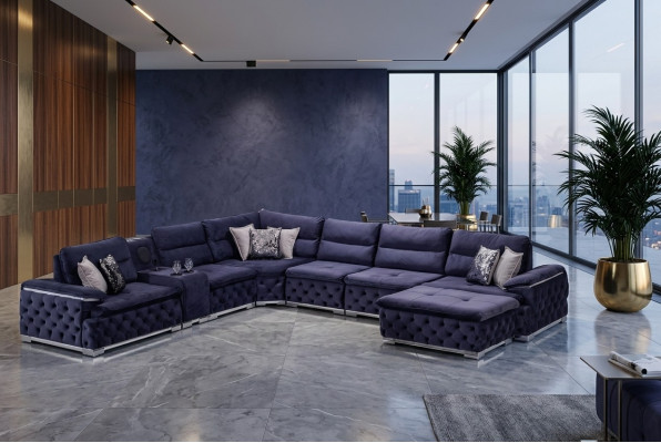 Ecksofa U-Form Chesterfield Sofa Wohnzimmer Möbel italienischer Stil