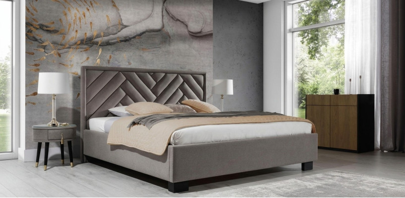 Polster Bett Möbel Schlafzimmer Betten Taupe Braun 200x200cm Samt