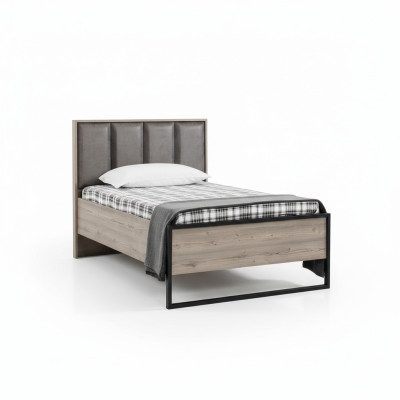 Loft Design Betten Schlafzimmer Bett Holz mit Polster Kopfteil Bettrahmen Neu