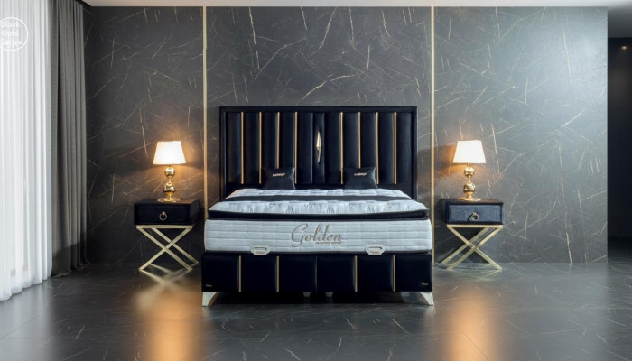 Luxus Schlafzimmer Samt Metall Bett Doppelbett 2x Nachttisch Betten Möbel 3tlg.