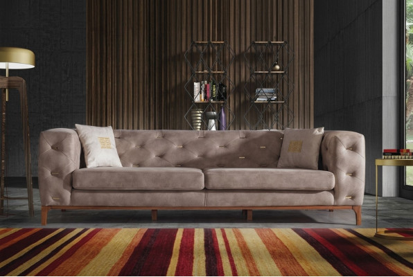Sofa Couch 3 Sitz Polster Wohnzimmer Couchen Designer Möbel Taupe Luxus