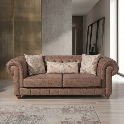 Stilvoller Brauner Chesterfield Zweisitzer Designer 2-er 2-Sitzer Couch