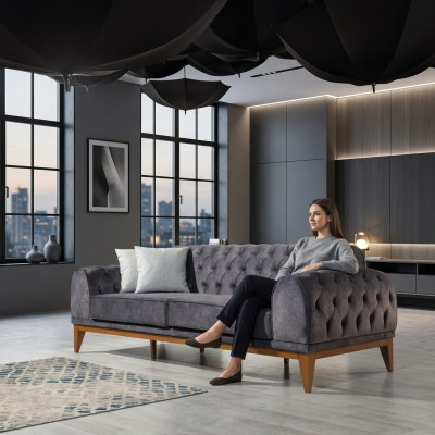 Sofa 3er Sitz Sofas Textil Design Sofa Möbel Neu Dreisitzer Couch Neu