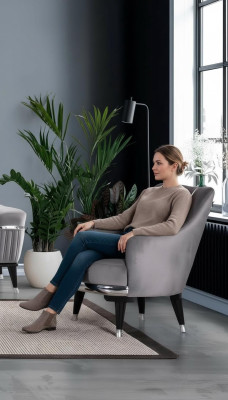 Sessel Einsitzer Sofas Wohnzimmer Textil Stoff Möbel Farbe Grau