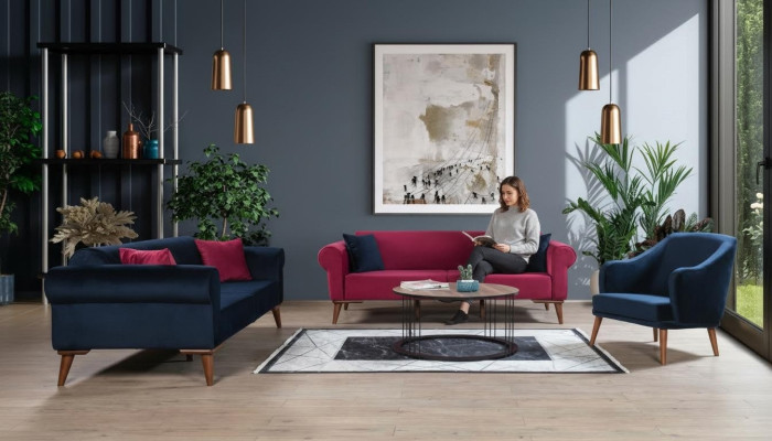 Sofagarnitur 3+3+1 Sitz Design Sofa Polster Couchen Couch Modern 3 tlg
