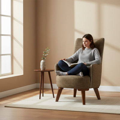 Luxus Moderne Sessel 1 Sitzer Design Wohnzimmer Polster Holz Möbel