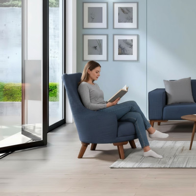 Luxus Polster Textil Lehnstuhl Einsitzer Sessel Polster Möbel blau