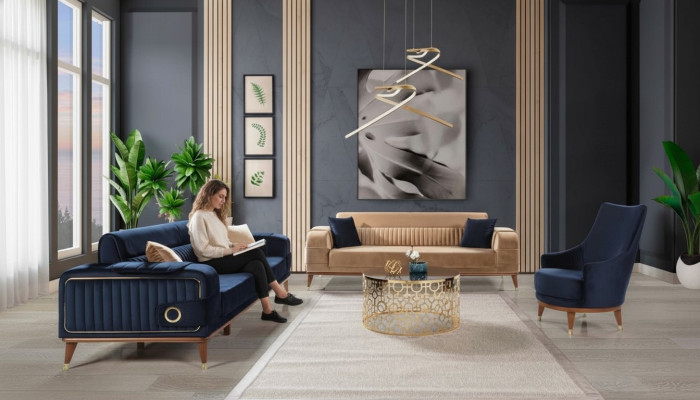 Luxus Sofagarnitur 3+3+1 Sitzer Set Design Sofa Polster Couch Modern