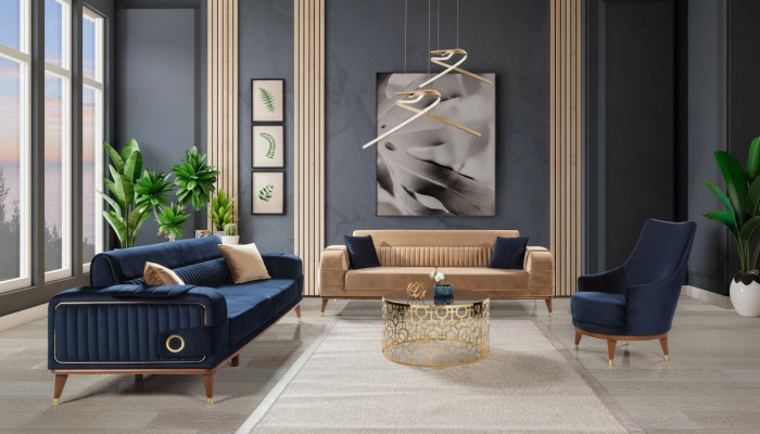 Luxus Sofagarnitur 3+3+1 Sitzer Set Design Sofa Polster Couch Modern