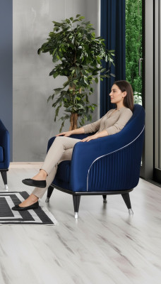 Luxus Sessel 1 Sitzer Wohnzimmer Stoff Polyester Stil Modern Design