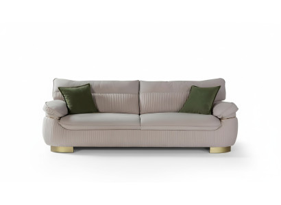 Moderne Sofas 3 Sitz Weiche Couch Polster Design Wohnzimmer Beige