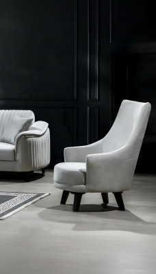 Moderne Wohnzimmer Sessel Einsitzer Design Holz Farbe grau Textil